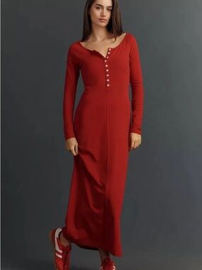 LSPACE x Anthropologie Long-Sleeve Maxi Dress S/ red